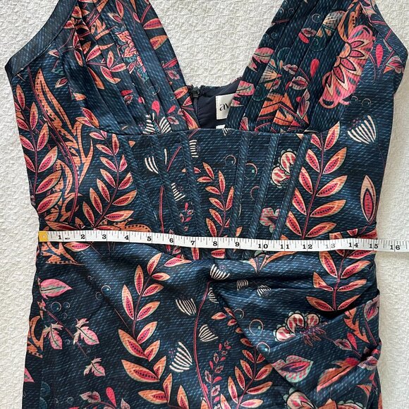 NEW Averie Halley Draped Midi Tropical Cocktail Evening Dress - Picture 10 of 12